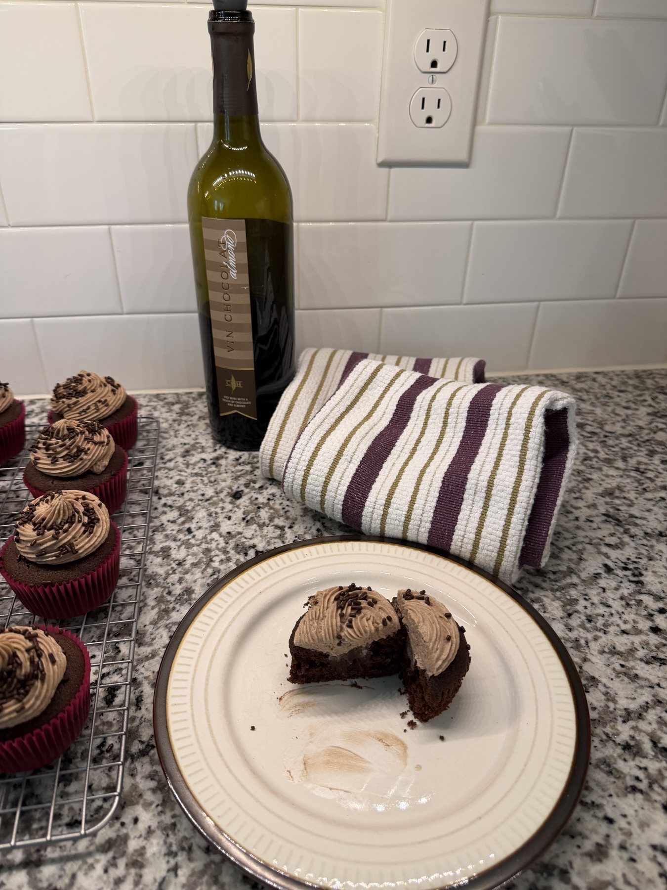Chocolate cupcakes made with Cooper's Hawk Vin Chocolat